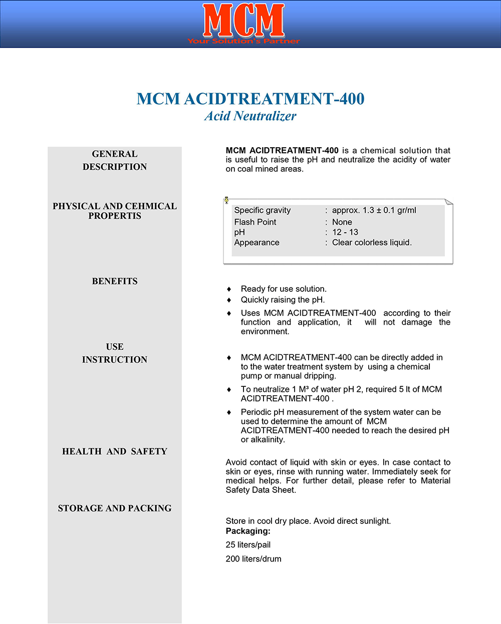 MCM ACIDTREATMENT-400