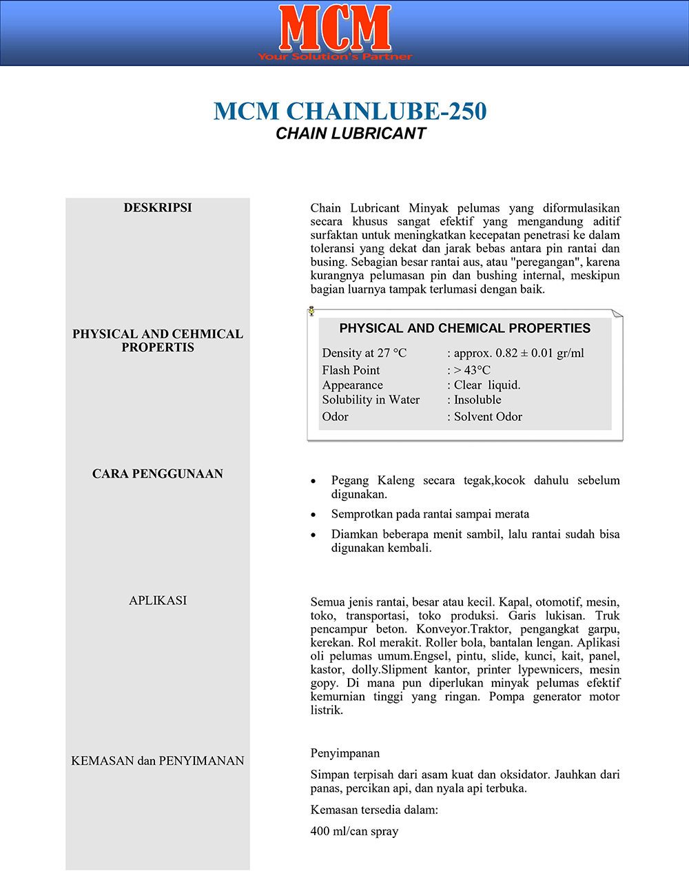 MCM CHAINLUBE-250