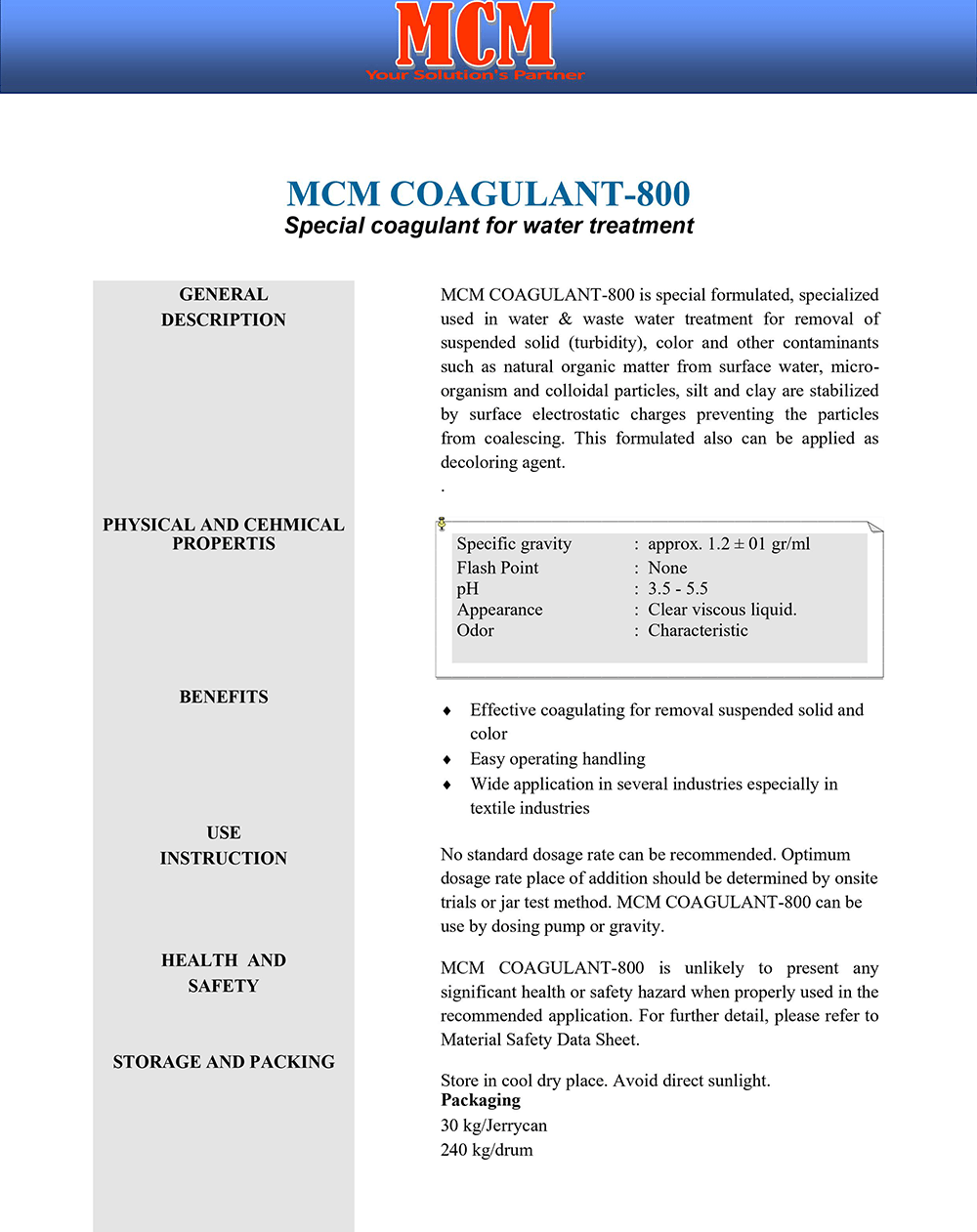 MCM COAGULANT-800