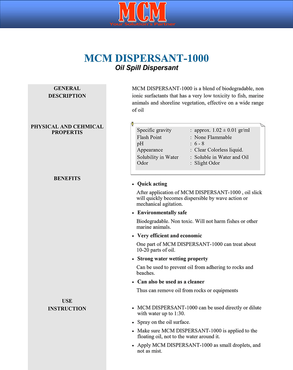 MCM DISPERSANT-1000