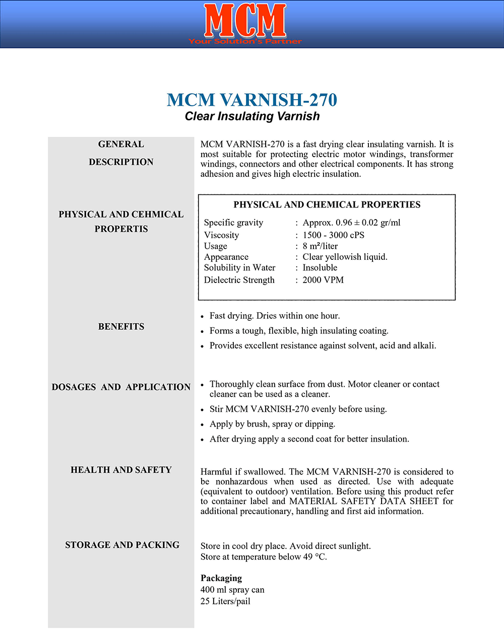MCM VARNISH-302
